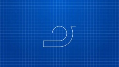 Beyaz çizgi otomotiv turbo şarj ikonu mavi arka planda izole edildi. Araç performans turboyu. Turbo kompresör indüksiyonu. 4K Video hareketli grafik canlandırması