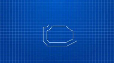 Beyaz çizgi kontrol motor simgesi mavi arkaplanda izole edildi. 4K Video hareketli grafik canlandırması