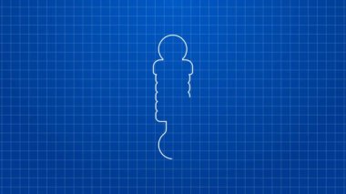 Beyaz çizgi şok emici simgesi mavi arkaplanda izole edildi. 4K Video hareketli grafik canlandırması