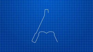 Beyaz çizgi hava üfleyici körük simgesi mavi arkaplanda izole edildi. 4K Video hareketli grafik canlandırması
