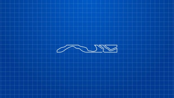 Белая линия металлический гвоздь и иконка деревянной доски изолированы на синем фоне. Видеографическая анимация 4K — стоковое видео