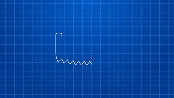 Witte lijn Tweehandige zaag pictogram geïsoleerd op blauwe achtergrond. 4K Video motion grafische animatie — Stockvideo