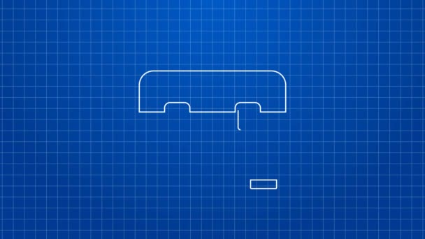 Fehér vonal Toolbox ikon elszigetelt kék háttérrel. Szerszámdoboz jel. 4K Videó mozgás grafikus animáció — Stock videók