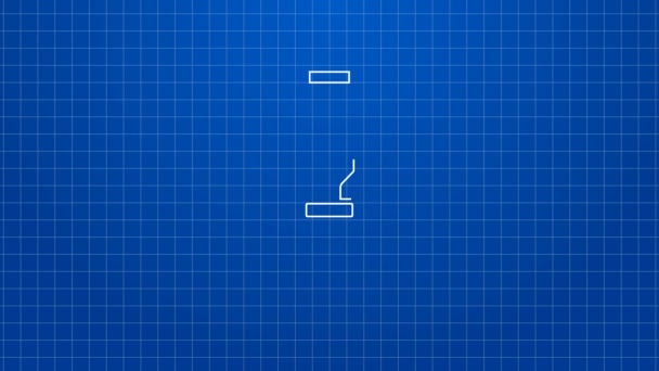 Linea bianca Strumento scalpello per icona in legno isolato su sfondo blu. Animazione grafica 4K Video motion — Video Stock