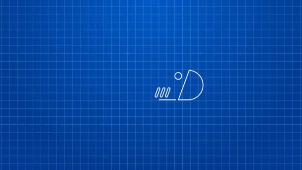 White line Chainsaw icon isolated on blue background. 4K Video motion graphic animation — Stock Video