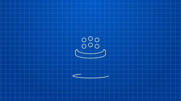 White line Thimble for sewing icon isolated on blue background. 4K Video motion graphic animation — Stock Video