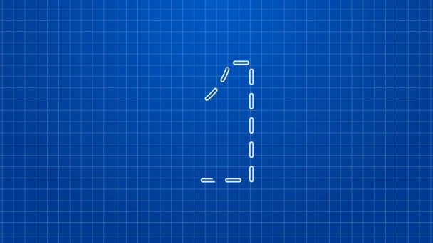 Bílá čára Ikona šití vzor izolované na modrém pozadí. Značky pro šití. Grafická animace pohybu videa 4K — Stock video