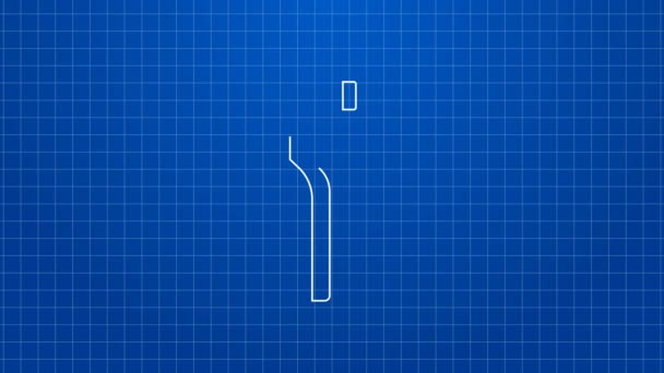 Vit linje Tandborr ikon isolerad på blå bakgrund. Dentalt handstycke för borrnings- och slipverktyg. 4K Video motion grafisk animation — Stockvideo
