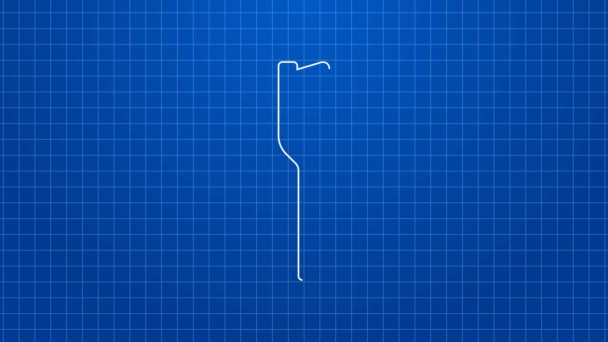 Línea blanca Icono de cepillo de dientes aislado sobre fondo azul. Animación gráfica de vídeo 4K — Vídeo de stock