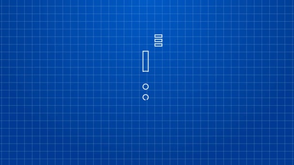 Linha branca Ícone de escova de dentes elétrica isolado no fundo azul. Animação gráfica em movimento de vídeo 4K — Vídeo de Stock