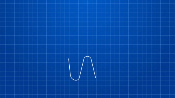 Weiße Linie Zahnsymbol isoliert auf blauem Hintergrund. Zahnsymbol für Zahnklinik oder Zahnarztpraxis und Zahnpasta-Packung. 4K Video Motion Grafik Animation — Stockvideo