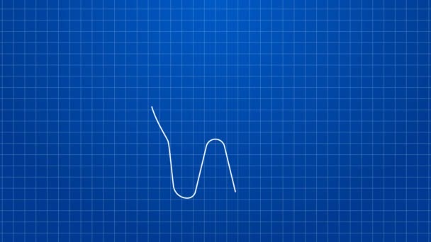 Linha branca Ícone de dente quebrado isolado no fundo azul. Ícone de problema dentário. Símbolo de cuidados dentários. Animação gráfica em movimento de vídeo 4K — Vídeo de Stock