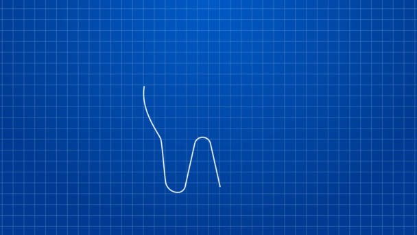 Biała linia Złamana ikona zęba izolowana na niebieskim tle. Ikona problemów dentystycznych. Symbol opieki dentystycznej. 4K Animacja graficzna ruchu wideo — Wideo stockowe