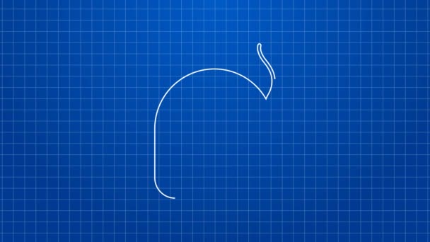 White line Dental floss icon isolated on blue background. 4K Video motion graphic animation — Stock Video