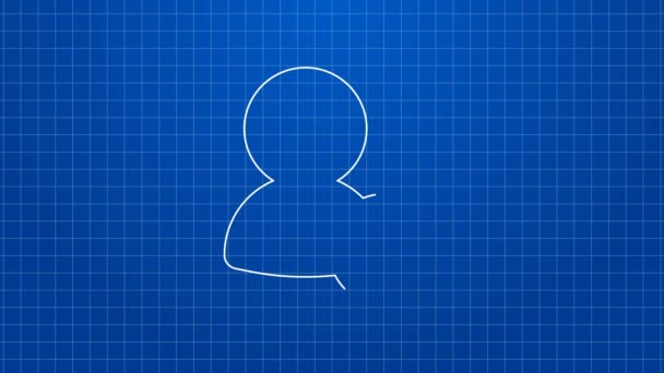 White line Video chat conference icon isolated on blue background. Online meeting work form home. Remote project management. 4K Video motion graphic animation — Stock Video