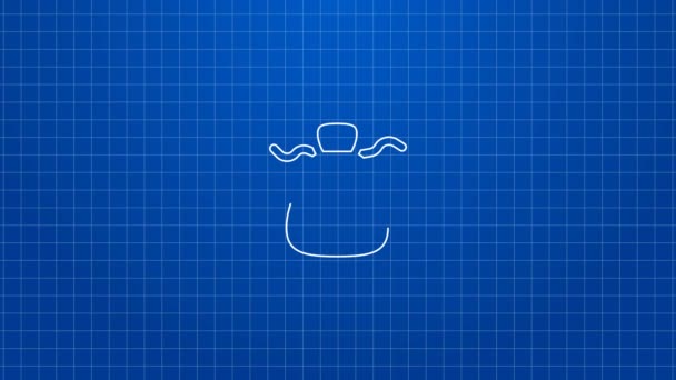 Weiße Linie Wonton Symbol isoliert auf blauem Hintergrund. Chinesische Küche. 4K Video Motion Grafik Animation — Stockvideo