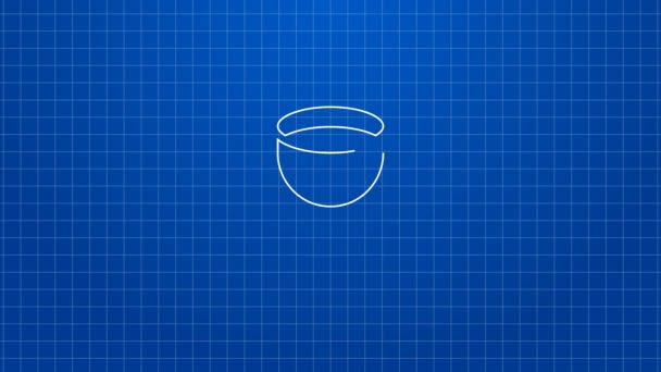 Línea blanca Salsa de soja en bowl icono aislado sobre fondo azul. Animación gráfica de vídeo 4K — Vídeo de stock