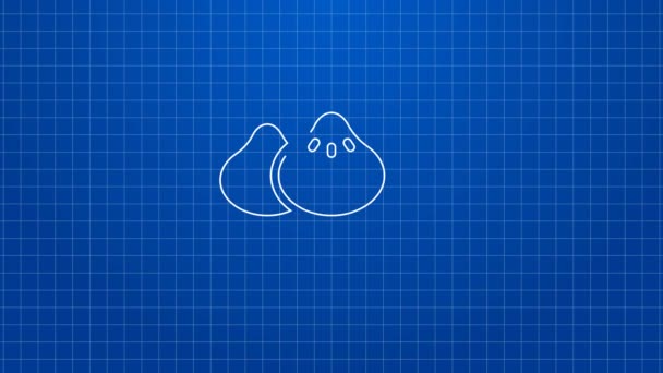 White line Dumpling icon isolated on blue background. Traditional chinese dish. 4K Video motion graphic animation — 图库视频影像