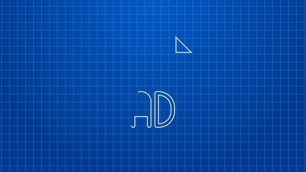 White line Advertising icon isolated on blue background. Concept of marketing and promotion process. Responsive ads. Social media advertising. 4K Video motion graphic animation — Stock Video
