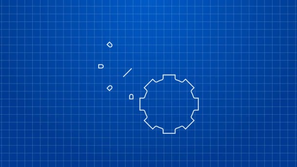 Biała ikona zarządzania czasem na niebieskim tle. Znak zegara i przekładni. Symbol produktywności. 4K Animacja graficzna ruchu wideo — Wideo stockowe