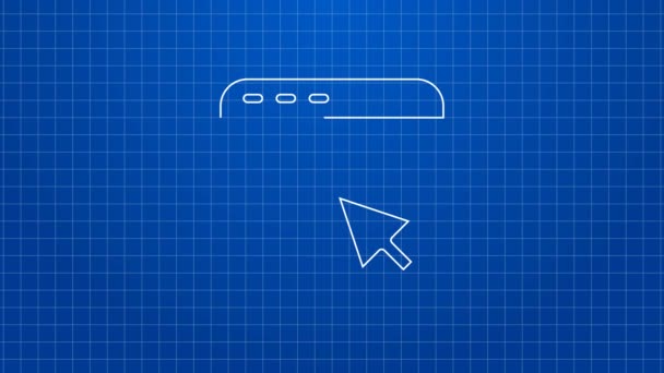 White line Advertising icon isolated on blue background. Concept of marketing and promotion process. Responsive ads. Social media advertising. 4K Video motion graphic animation — Stock Video