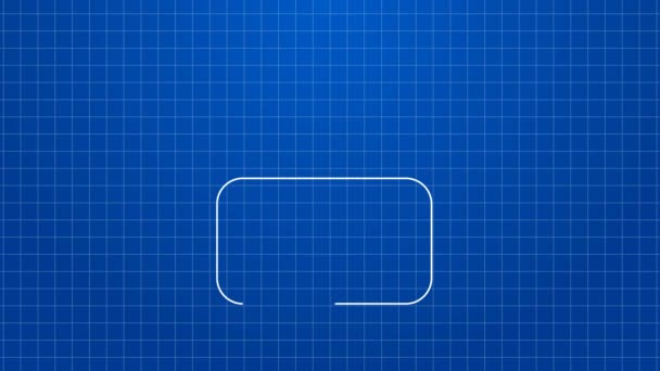 Біла лінія Гаманець з грошовою значком ізольовано на синьому фоні. Значок гаманця. Ощадний символ готівки. 4K Відео рух графічна анімація — стокове відео