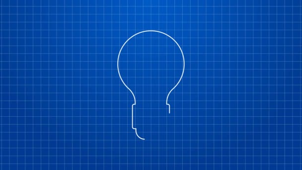 白い線青い背景にアイコンの概念と電球。エネルギーとアイデアのシンボル。インスピレーションの概念。4Kビデオモーショングラフィックアニメーション — ストック動画