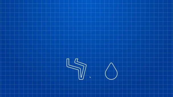 White line Storm icon isolated on blue background. Cloud and lightning sign. Weather icon of storm. 4K Video motion graphic animation — Stock Video