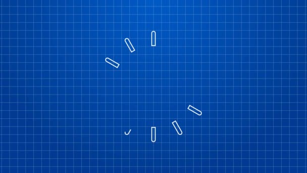 Witte lijn zon pictogram geïsoleerd op blauwe achtergrond. 4K Video motion grafische animatie — Stockvideo