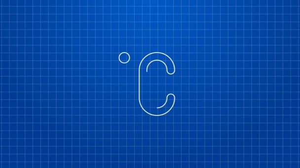 Weiße Linie Celsius Symbol isoliert auf blauem Hintergrund. 4K Video Motion Grafik Animation — Stockvideo