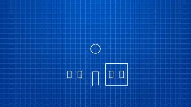 Mavi arka planda beyaz çizgi kilise ikonu var. Hıristiyan Kilisesi. Kilisenin dini. 4K Video hareketli grafik canlandırması — Stok video