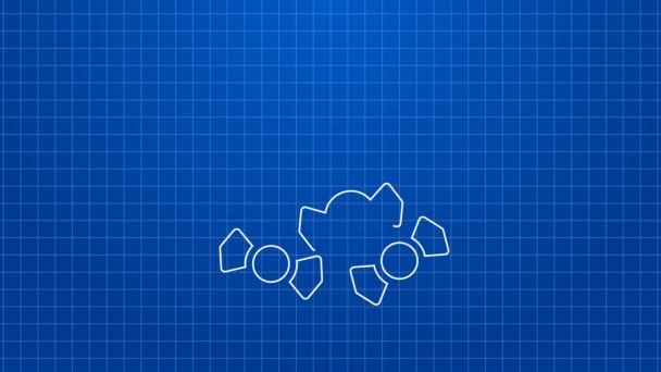 화이트 라인 캔디 아이콘은 파란색 배경에서 분리되었다. 메리 크리스마스, 새해 복 많이 받으세요. 4K 비디오 모션 그래픽 애니메이션 — 비디오