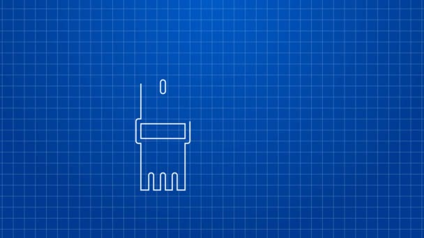 Witte lijn Winter sjaal pictogram geïsoleerd op blauwe achtergrond. 4K Video motion grafische animatie — Stockvideo