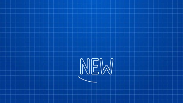 Weiße Linie Neues Kollektionssymbol isoliert auf blauem Hintergrund. 4K Video Motion Grafik Animation — Stockvideo