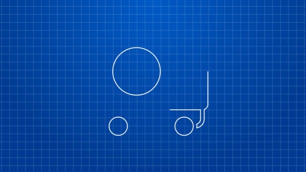 Ikon truk lapis baja garis putih terisolasi dengan latar belakang biru. Animasi grafis gerak Video 4K — Stok Video