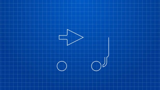 White line Delivery cargo truck icon isolated on blue background. Видеографическая анимация 4K — стоковое видео