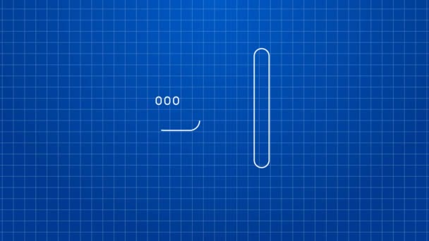 Bílá čára Megaphone ikona izolované na modrém pozadí. Mluvčí. Grafická animace pohybu videa 4K — Stock video