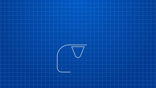 Witte lijn Boze klant pictogram geïsoleerd op blauwe achtergrond. 4K Video motion grafische animatie — Stockvideo