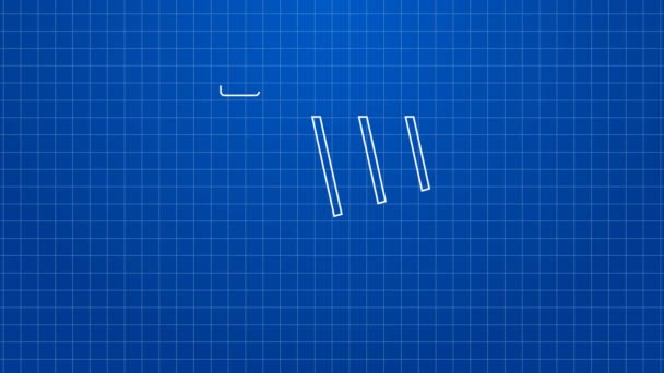 Witte lijn Winkelwagen pictogram geïsoleerd op blauwe achtergrond. Online kopen concept. Bezorging bord. Supermarkt mand symbool. 4K Video motion grafische animatie — Stockvideo