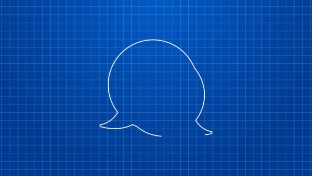 White line Fishing hook icon isolated on blue background. Fishing tackle. 4K Video motion graphic animation — Stock Video