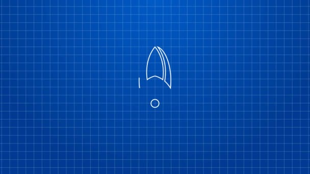 White line Fishing lure icon isolated on blue background. Fishing tackle. 4K Video motion graphic animation — Stock Video