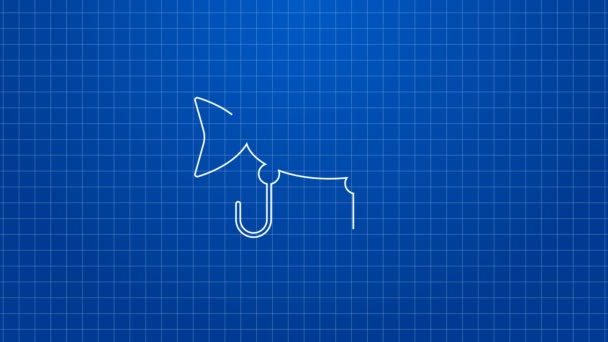 White line Fishing lure icon isolated on blue background. Fishing tackle. 4K Video motion graphic animation — Stock Video