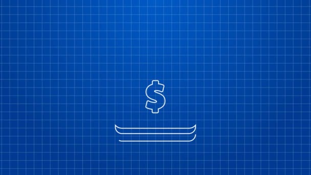 White line Oil drop with dollar symbol icon isolated on blue background. Oil price. Oil and petroleum industry. 4K Video motion graphic animation — Stock Video