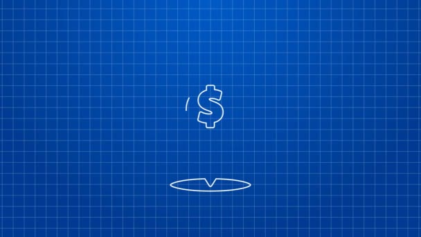 Fehér vonal Olaj csepp dollár szimbólum elszigetelt kék háttér. Olajár. Olaj- és kőolajipar. 4K Videó mozgás grafikus animáció — Stock videók