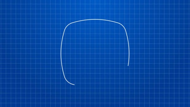 Bílá čára Racing helma ikona izolované na modrém pozadí. Extrémní sport. Sportovní vybavení. Grafická animace pohybu videa 4K — Stock video