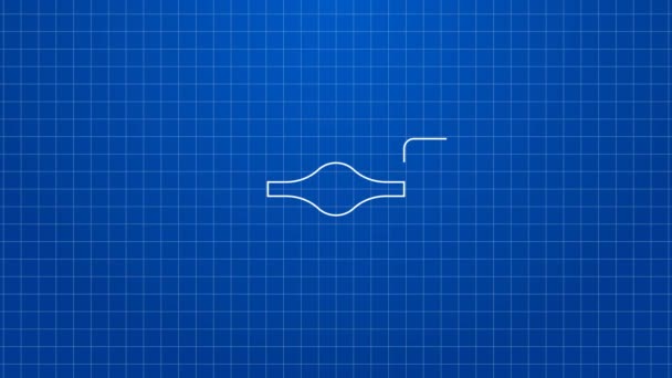 Línea blanca Chasis coche icono aislado sobre fondo azul. Animación gráfica de vídeo 4K — Vídeo de stock