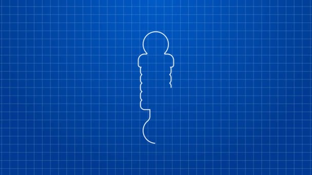 White line Shock absorber icon isolated on blue background. 4K Video motion graphic animation — 图库视频影像