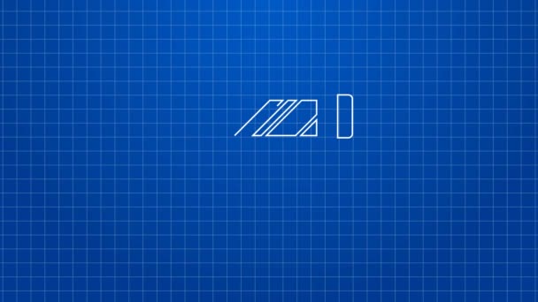 White line Protective welding mask helmet icon isolated on blue background. Protective clothing and tool worker. 4K Video motion graphic animation — Stock Video