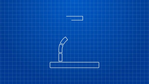 Línea blanca Icono del horno herrero aislado sobre fondo azul. Animación gráfica de vídeo 4K — Vídeo de stock