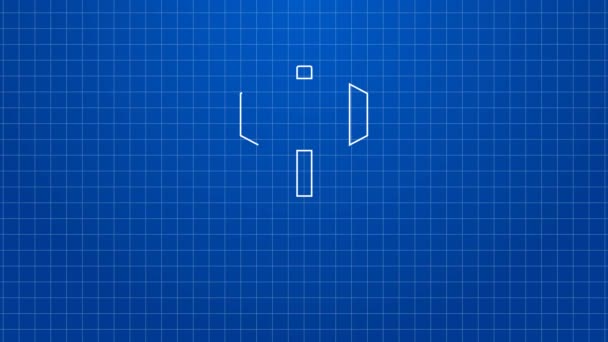 Bílá čára Sledgehammer ikona izolované na modrém pozadí. Grafická animace pohybu videa 4K — Stock video